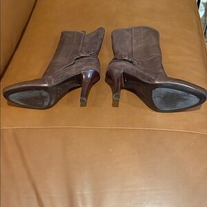 COLE HAAN MARET SHORT BOOT DARK BROWN LEATHER & SUEDE